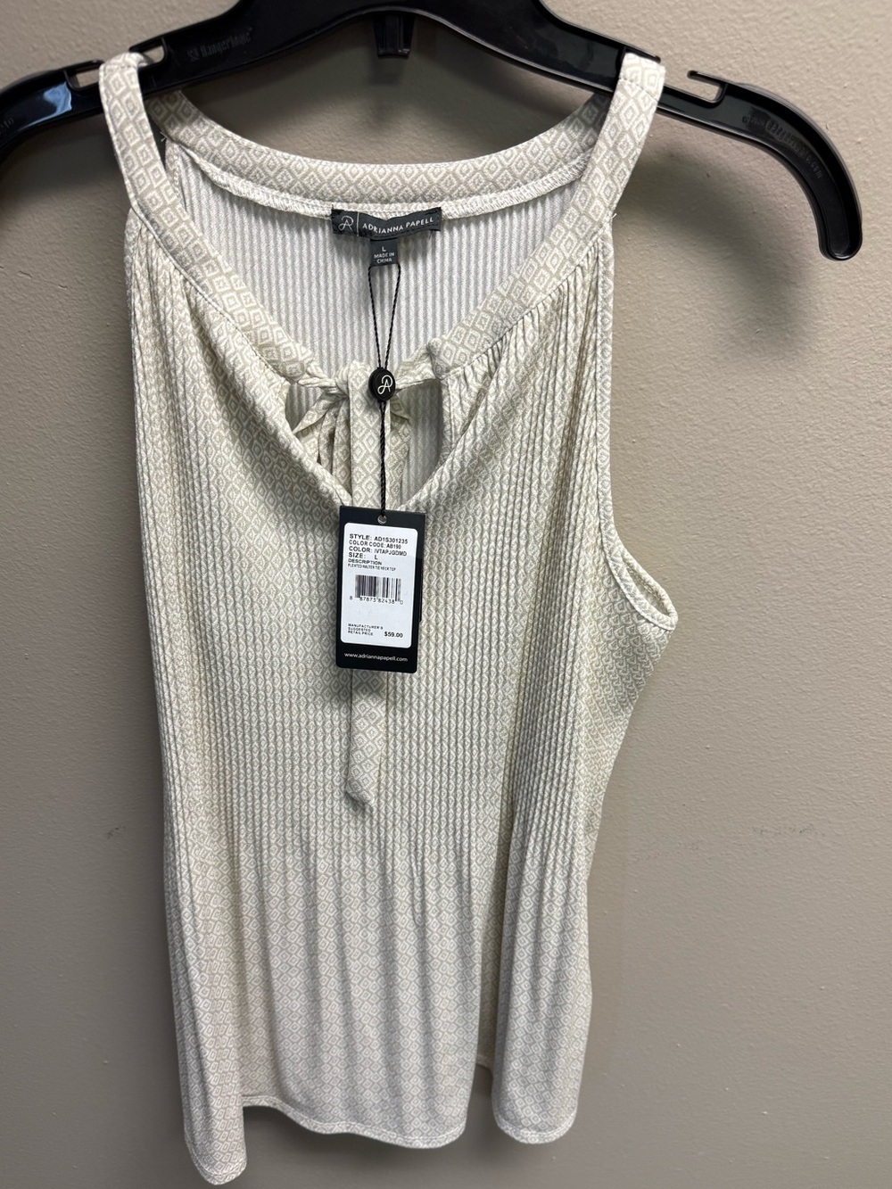 Adrianna Papell Ivory Sleeveless Tie-Neck Camisole